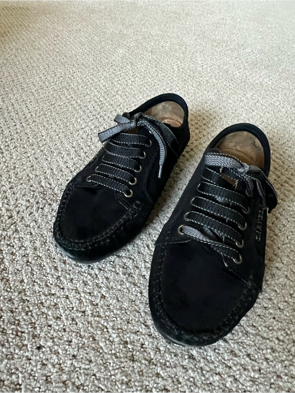 Carvela Black Suede Lace-Up Flats